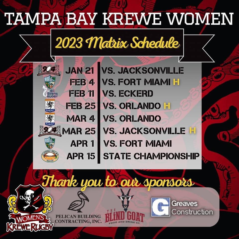 Game Schedule - Tampa Bay Krewe